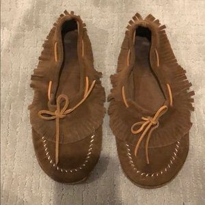 VGUC Womens 7 1/2 Leather Minnetonka Moccasins